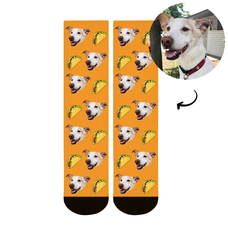 Personalized Pet Face Sock with Picture Customized Dog Stocking with Pizza, Burger - OARSE