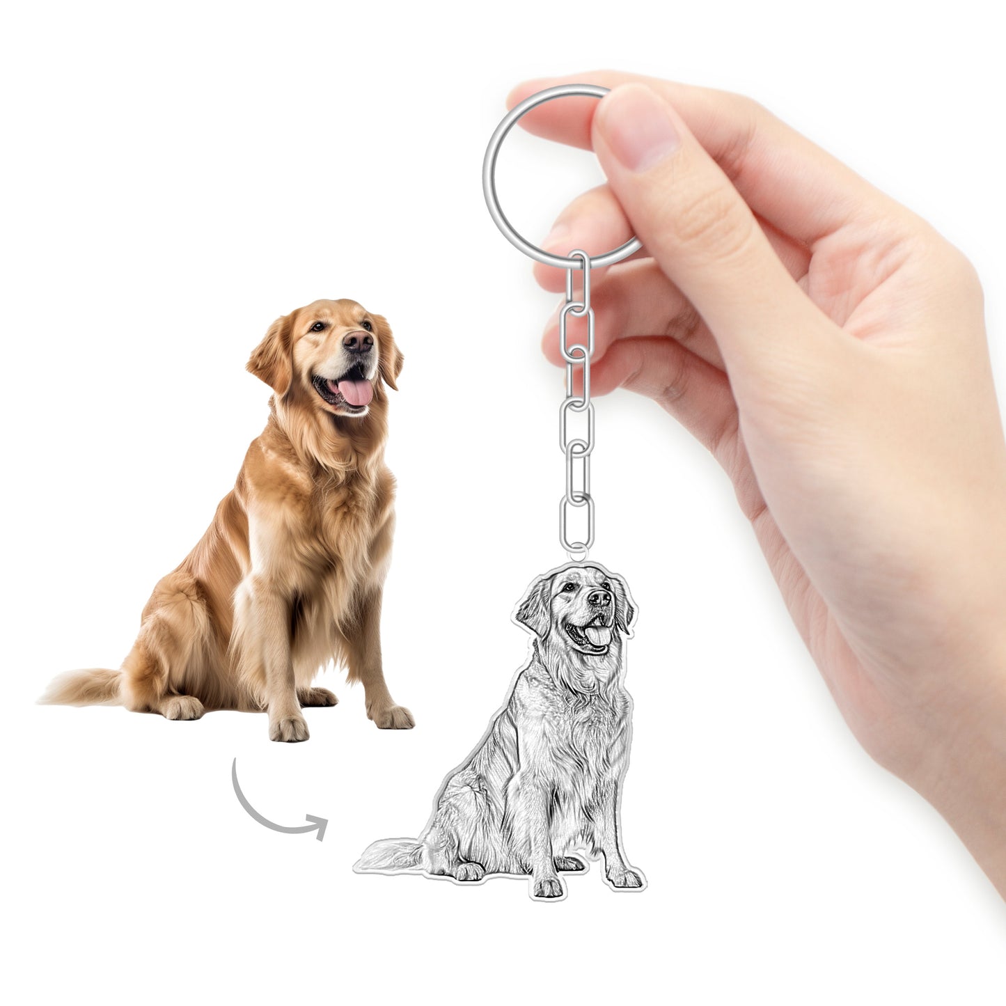 Custom Pet Keychain with Dog/Cat Photo Engraved Personalized Memorial Keychain - OARSE