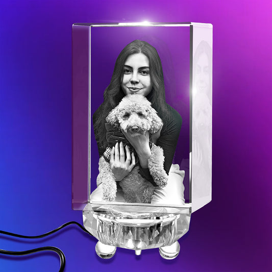 Custom Pet 3d Crystal Photo Cube With Dog Portraits - OARSE