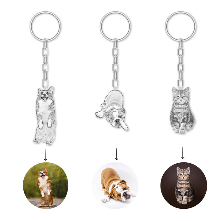 Custom Pet Keychain with Dog/Cat Photo Engraved Personalized Memorial Keychain - OARSE