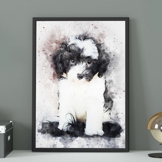 Custom Pet Portrait Watercolor Canvas Art Print of Your Dog Portrait - OARSE