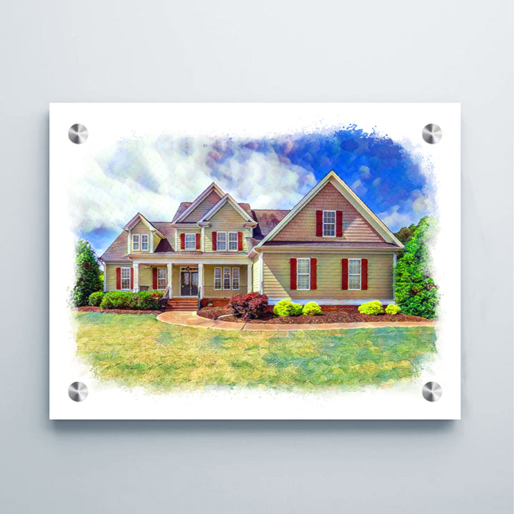 Custom Watercolor House Painting Personalized Housewarming Memorial Gift for Fist Home Ornament - OARSE