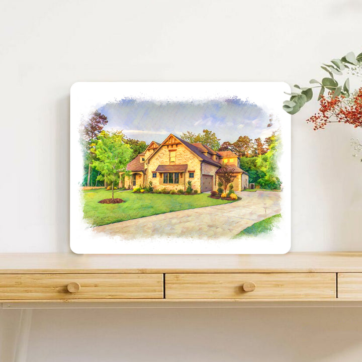 Custom Watercolor House Painting Personalized Housewarming Memorial Gift for Fist Home Ornament - OARSE