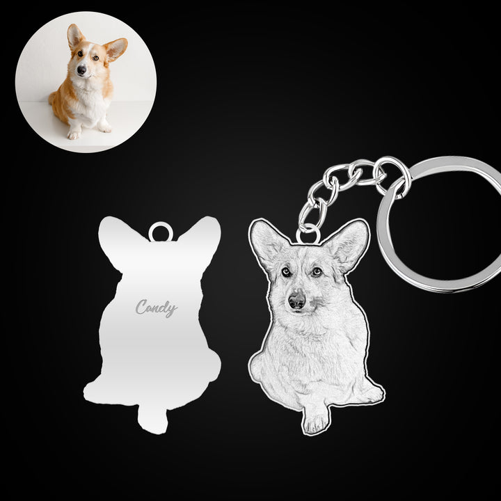 Custom Pet Keychain with Dog/Cat Photo Engraved Personalized Memorial Keychain - OARSE