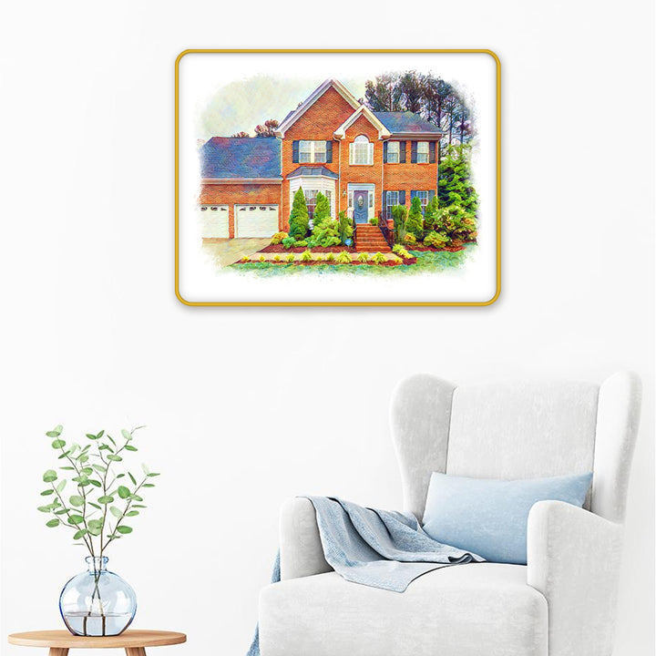 Custom Watercolor House Painting Personalized Housewarming Memorial Gift for Fist Home Ornament - OARSE