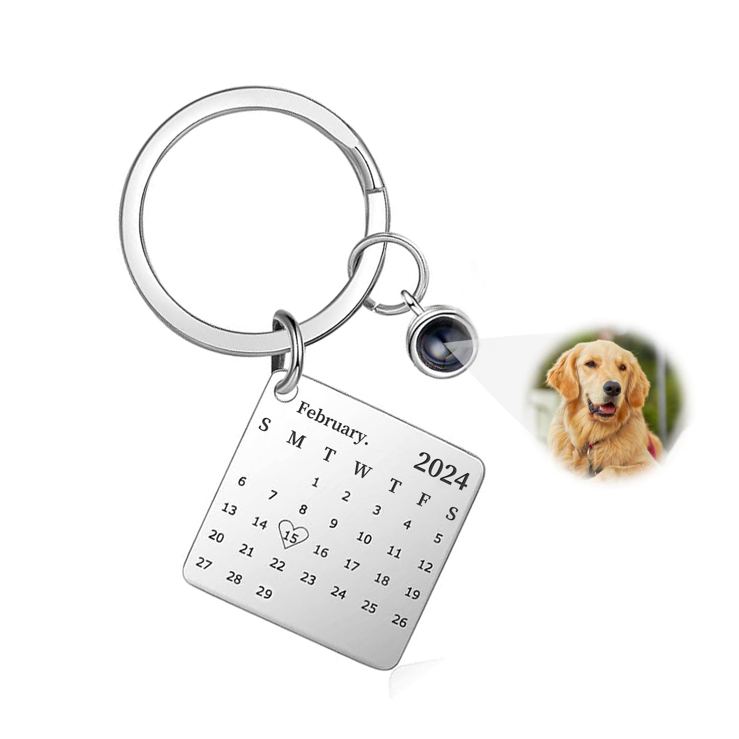 Custom Pet Memorial Keychain with Projection and Calendar