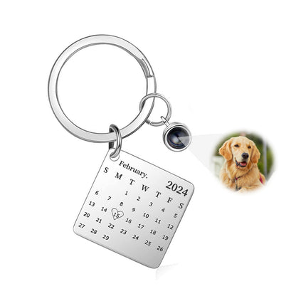 Custom Pet Memorial Keychain with Projection and Calendar