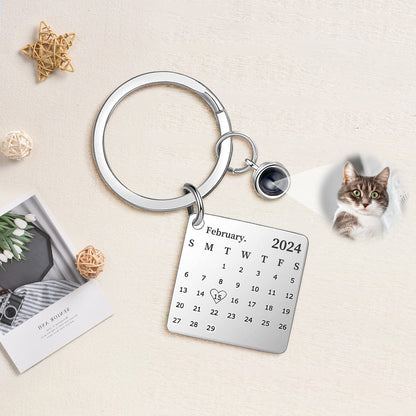 Custom Pet Memorial Keychain with Projection and Calendar