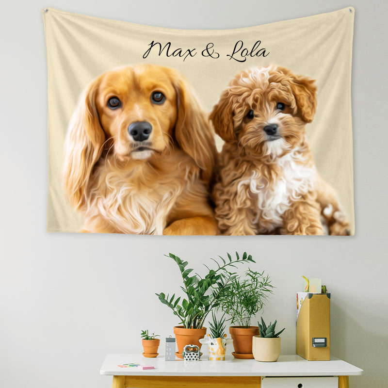 Custom Made Cat Tapestry Wall Hanging Personalized Memorial Dog Tapestry from Photo - OARSE