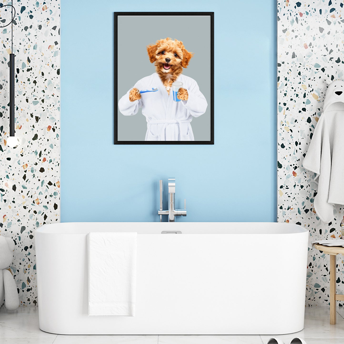 Custom Pet Canvas Personalized Bathrobe Dog Portraits Wall Art