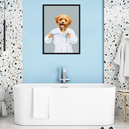 Custom Pet Canvas Personalized Bathrobe Dog Portraits Wall Art