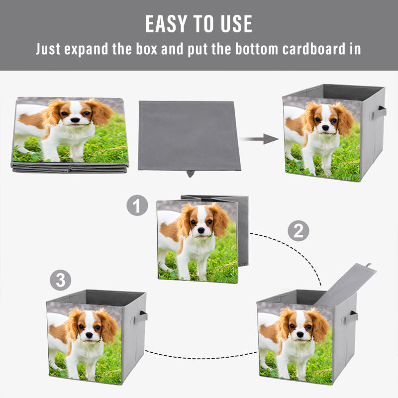 Custom Pet Photo Foldable Storage Box Personalized Foldable Cloth Storage Cubes - OARSE