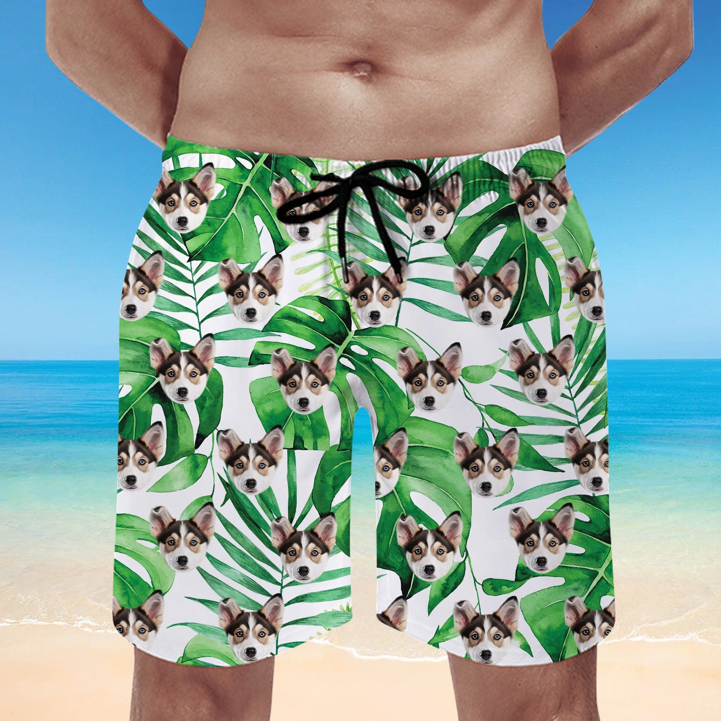 Custom Pet Photo Swim Trunks for Men