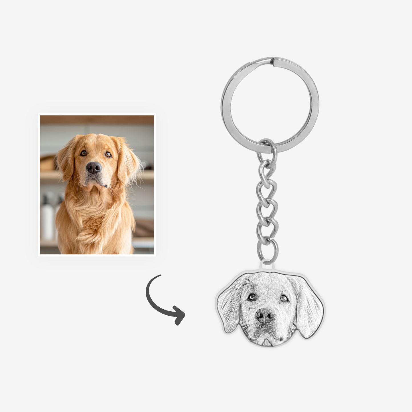 Custom Pet Shaped Keychain with Name Engraved