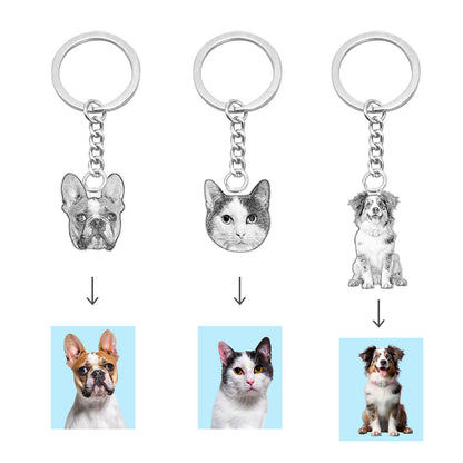 Custom Pet Shaped Keychain with Name Engraved