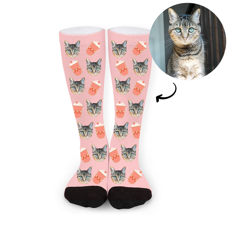 Custom Pet Drink Socks with Photo of Your Dog Personalized Face Socks for Memorial Gift - OARSE