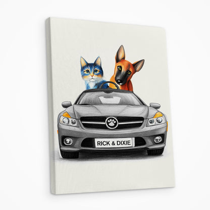 Luxury Car Personalized Pet Art Canvas from Photos