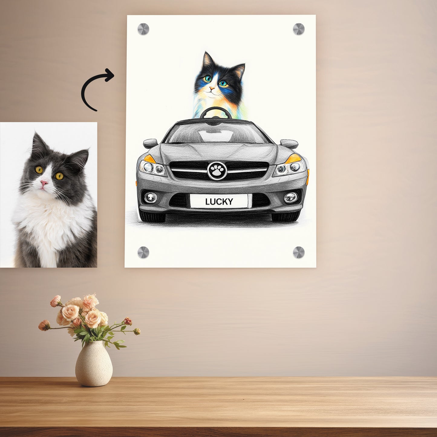 Luxury Car Personalized Pet Art Canvas from Photos