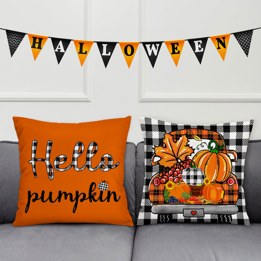 Orange Pumpkin Pillows Set Fall Harvest Decorative Pillows for Halloween Gift - OARSE