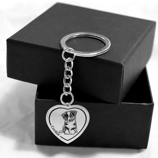 Personalized Heart Pet Photo Pendant Keychain with Name