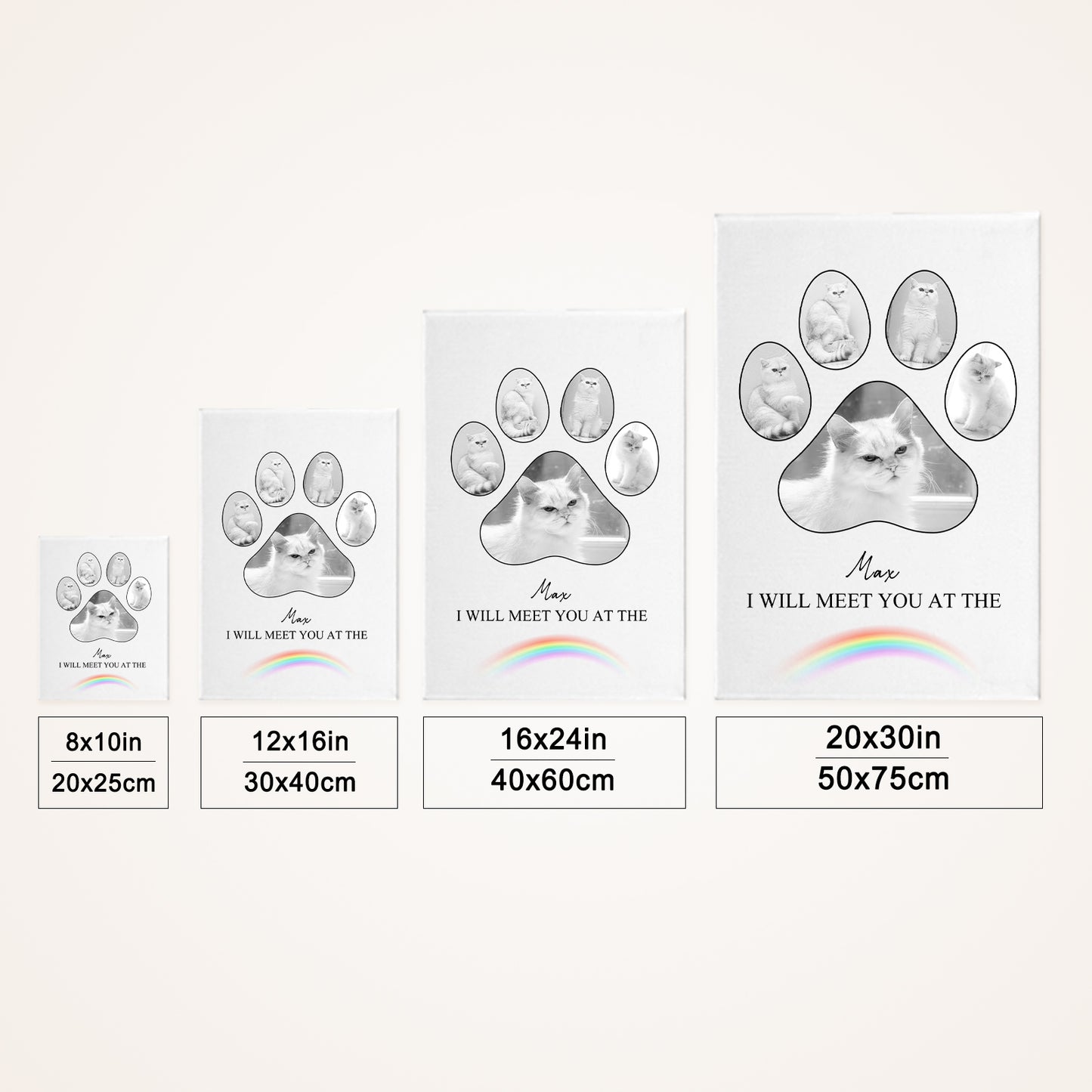 Memorial Dog Paw Print Canvas Customized with Photos