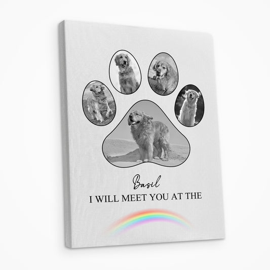 Memorial Dog Paw Print Canvas Customized with Photos