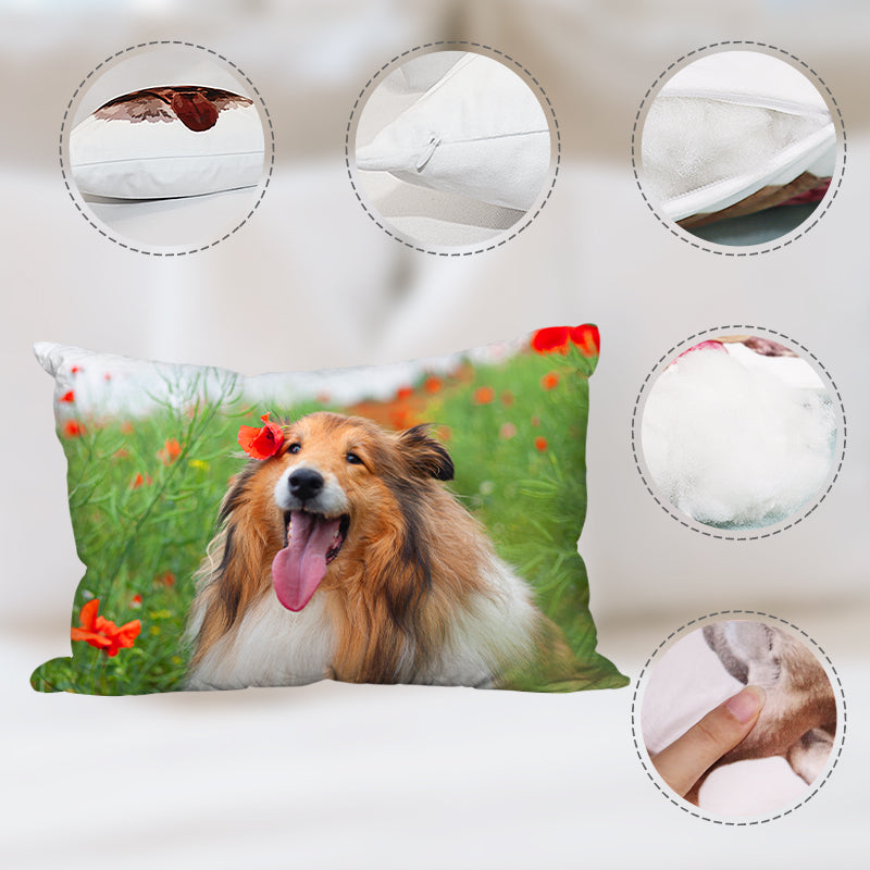 Personalized Pet Picture Pillow Photo Prints with Pet Portraits Custom Rectangle Pillows - OARSE