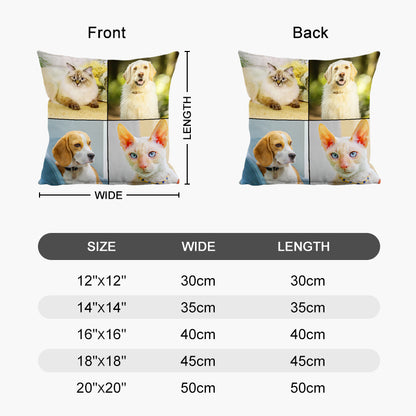 Personalized Pet Portrait Pillow Customized Square Travel Pillow - OARSE