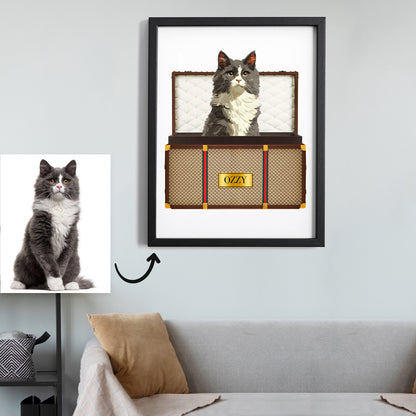 Personalized Travel-themed Pet Portrait Canvas with Photo