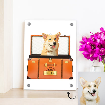 Personalized Travel-themed Pet Portrait Canvas with Photo