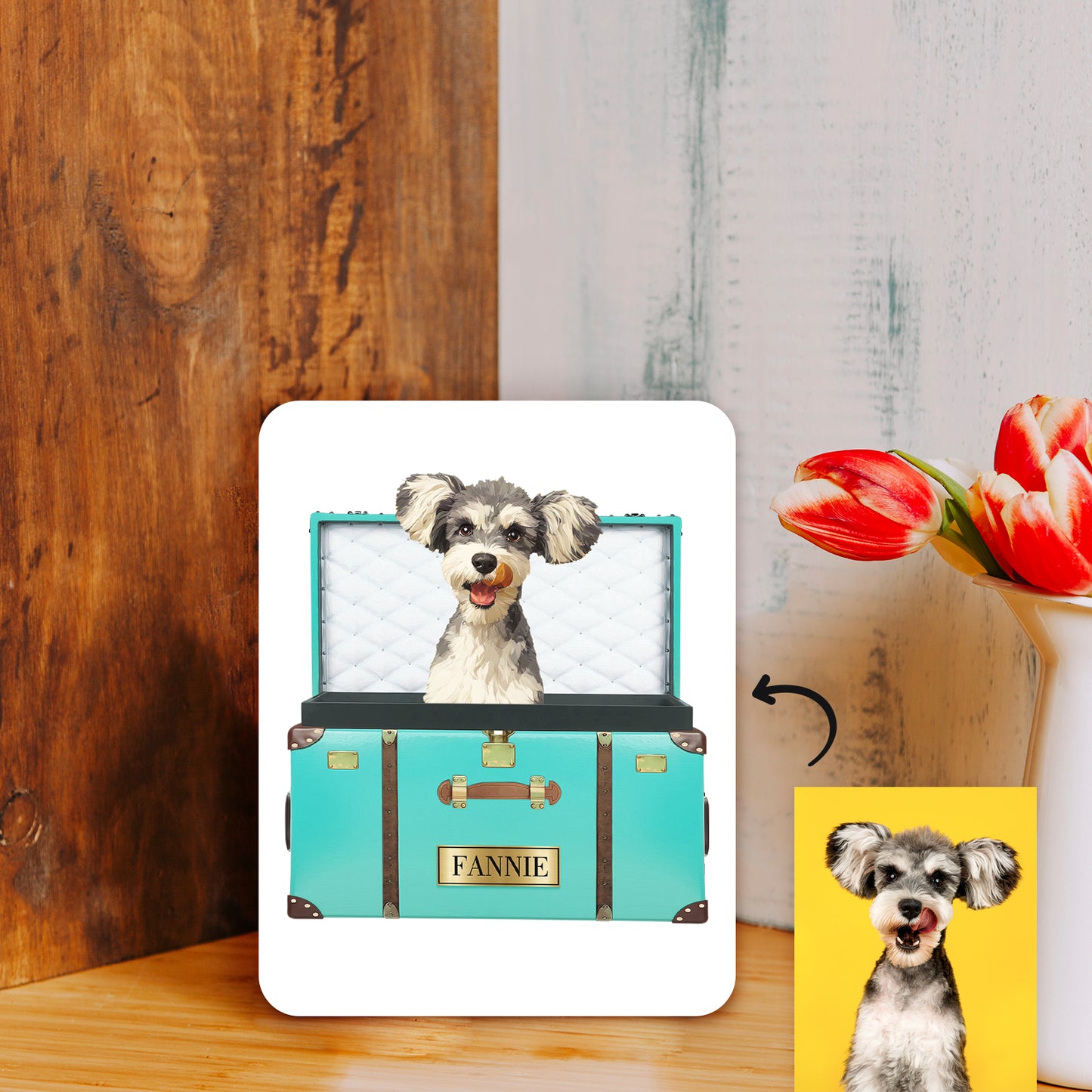 Personalized Travel-themed Pet Portrait Canvas with Photo