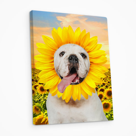 Sunflower Custom Pet Portraits Canvas with Dog Face