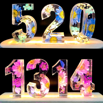 Number Light Epoxy Night Light, Custom Wedding Anniversary Gifts - Oarse