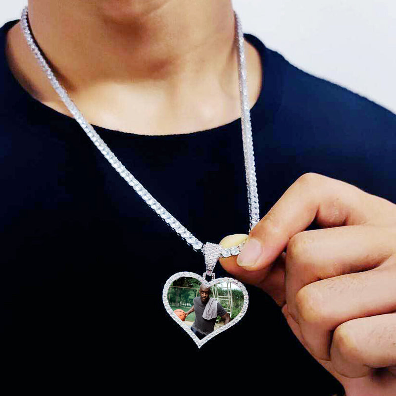 Picture Medallion Necklace Heart Necklace Men Custom Hip Hop Pendants - Oarse