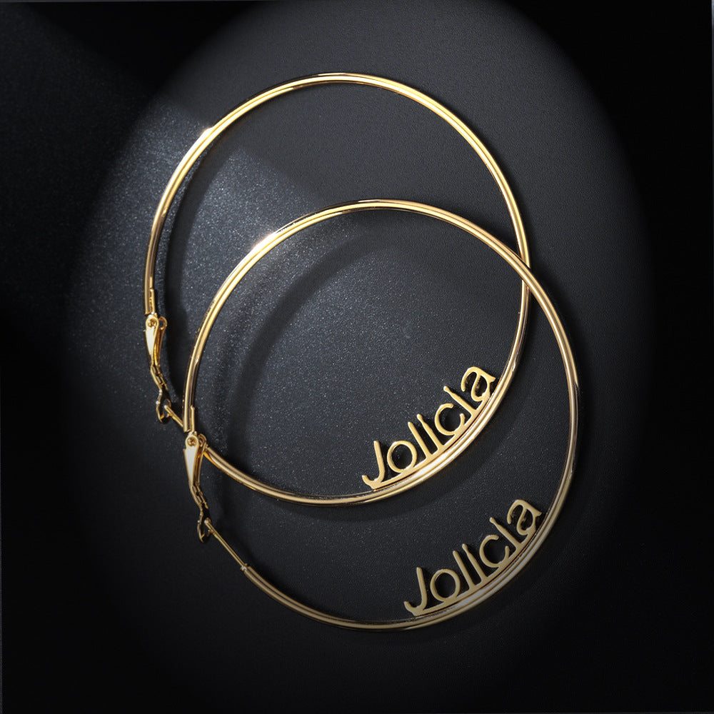 Custom Name Hoop Earrings, Earrings With Name On Them - Oarse