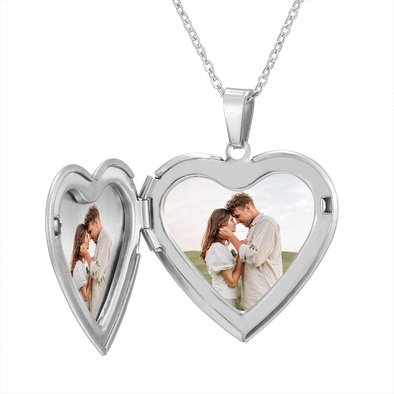 Sterling Silver Heart Locket Locket Necklace For Couples - Oarse