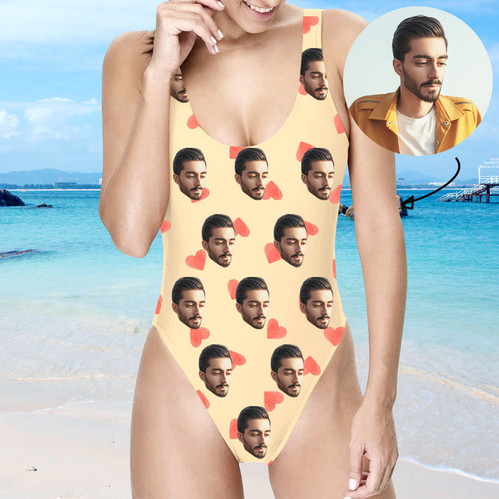 Personalized Swimsuit With Face And Heart - Oarse