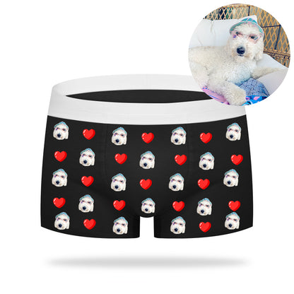 Custom Pet Face Heart Boxer Shorts - Oarse