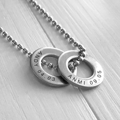 Circle Necklace With Names, Mens Personalized Necklace - Oarse