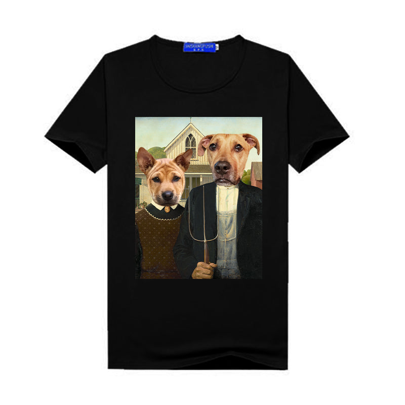 American Gothic Personalized Pet Face Women T Shirt - Oarse