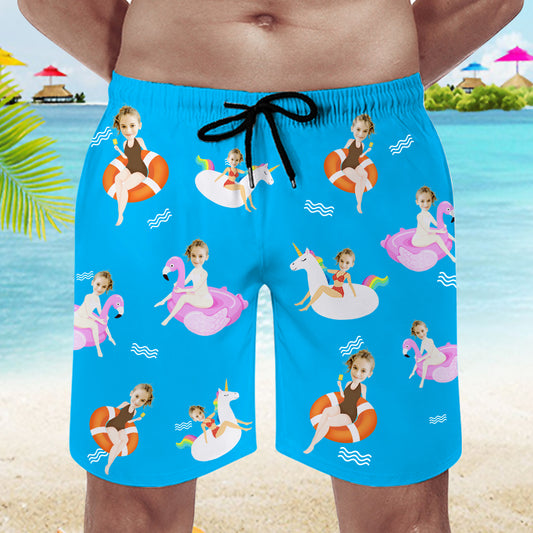 Personalized Swim Trunks, Swim Trunks With Face On Them - Oarse