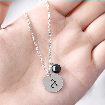 Customized Photo Projection Necklace, Initials Engraved Disc Necklace - Oarse