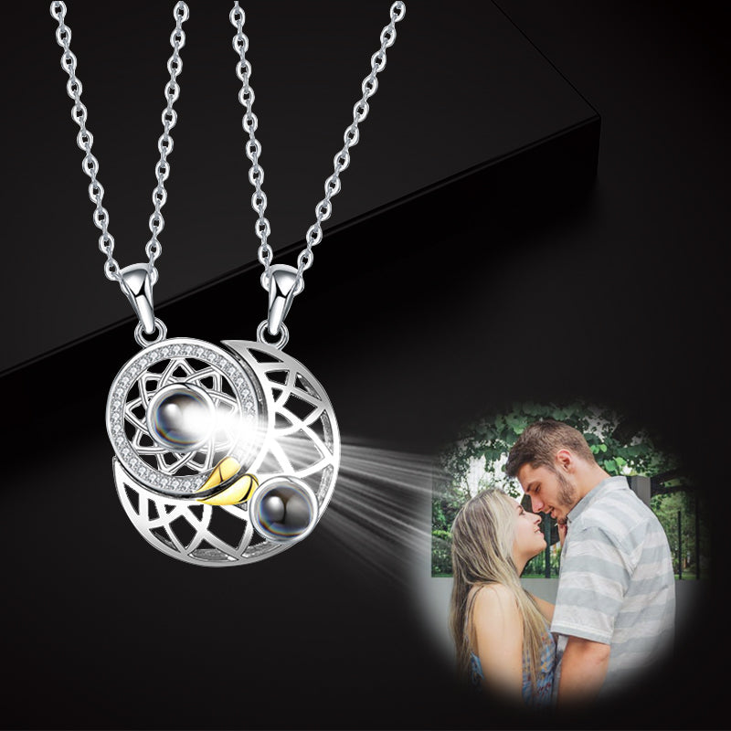 Sun and Moon Two S925 Projection Necklaces Custom Couple Necklaces - Package Two - Oarse