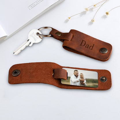 Personalized Keychains With Picture And Text, Engraved Leather Keychain - Oarse