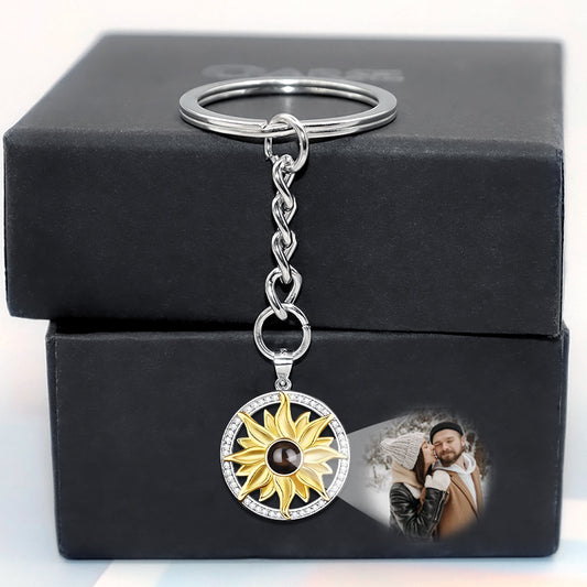 Sunflower Personalized Projection Keychain Photo Projection Keychain For Him Her - Oarse