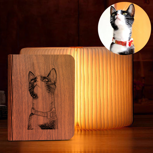 Custom Book Shape Night Light With Pet Picture - Oarse