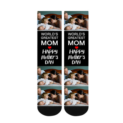 Custom World's Greatest Mother's Day Photo Socks - Oarse