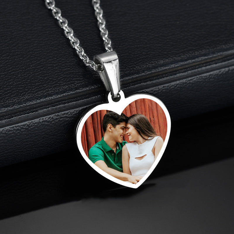 Personalized Heart Photo Necklace Heart Necklace For Couples - Oarse