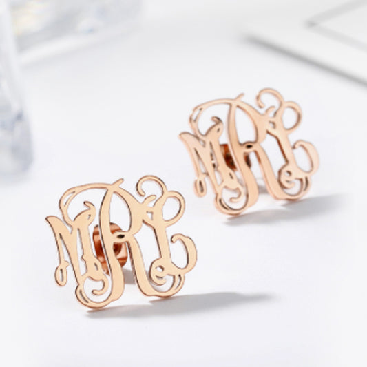 Custom Stud Earrings With Letter, Monogram Earrings - Oarse