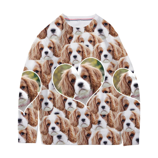 Custom Pet Face Heart Sweatshirt - Oarse